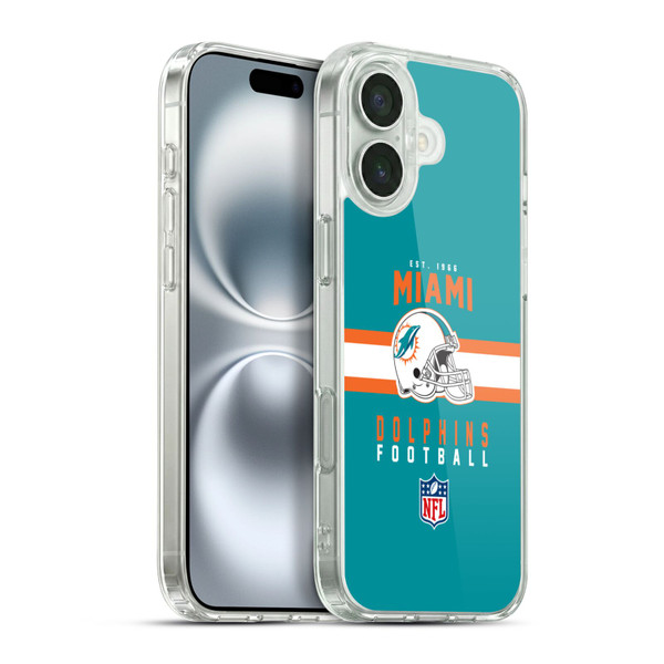 NFL Miami Dolphins Graphics Helmet Typography Soft Gel Case for Apple iPhone 16 Plus & MagSafe