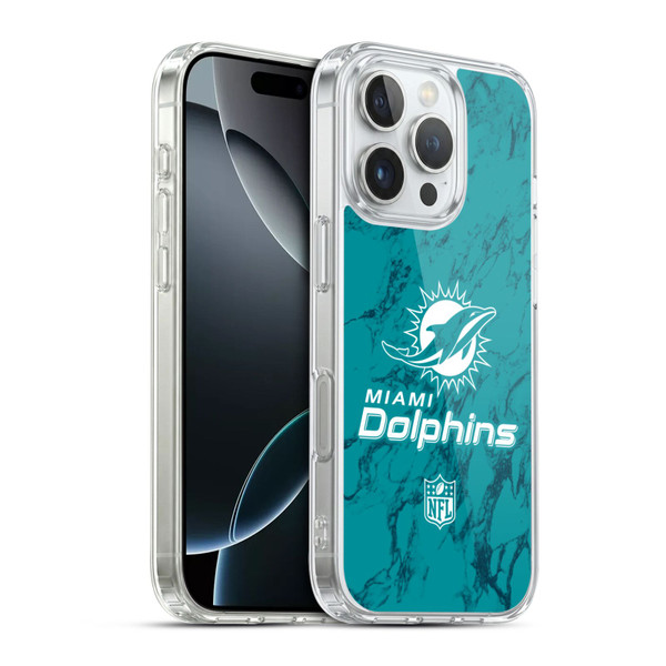 NFL Miami Dolphins Graphics Coloured Marble Soft Gel Case for Apple iPhone 16 Pro & MagSafe