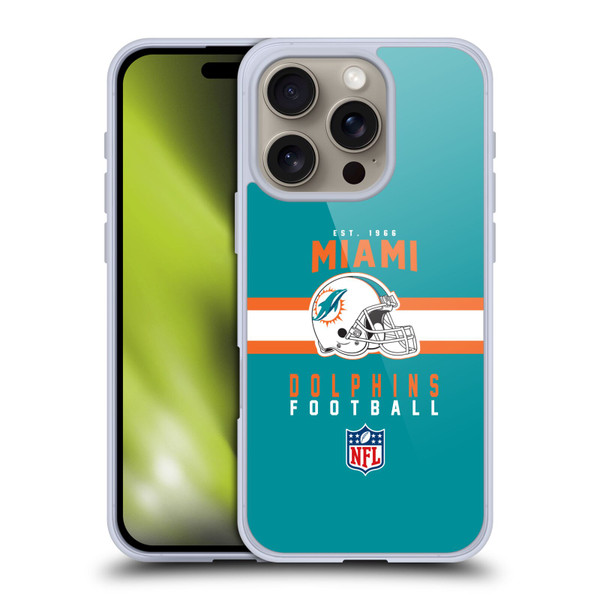 NFL Miami Dolphins Graphics Helmet Typography Soft Gel Case for Apple iPhone 16 Pro