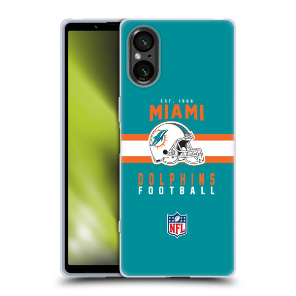 NFL Miami Dolphins Graphics Helmet Typography Soft Gel Case for Sony Xperia 5 V 5G
