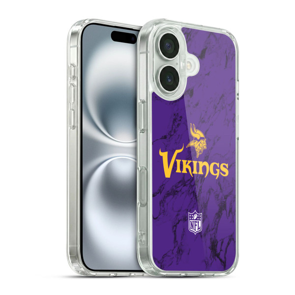 NFL Minnesota Vikings Graphics Coloured Marble Soft Gel Case for Apple iPhone 16 & MagSafe