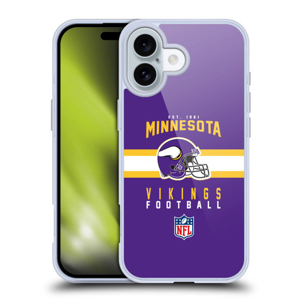 NFL Minnesota Vikings Graphics Helmet Typography Soft Gel Case for Apple iPhone 16
