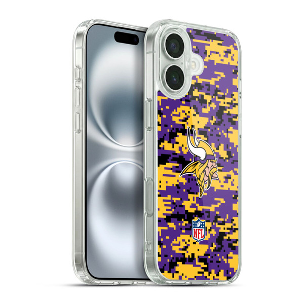 NFL Minnesota Vikings Graphics Digital Camouflage Soft Gel Case for Apple iPhone 16 Plus & MagSafe