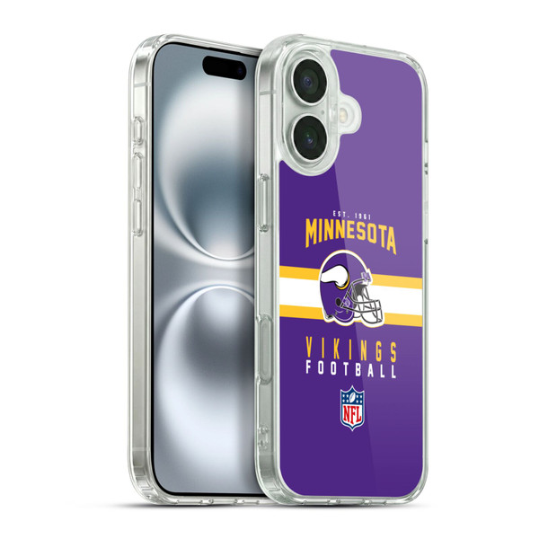 NFL Minnesota Vikings Graphics Helmet Typography Soft Gel Case for Apple iPhone 16 Plus & MagSafe