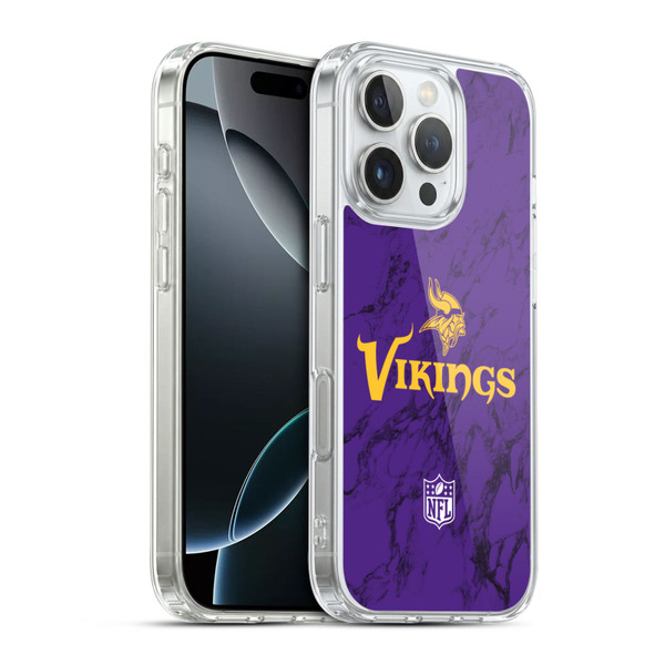 NFL Minnesota Vikings Graphics Coloured Marble Soft Gel Case for Apple iPhone 16 Pro & MagSafe