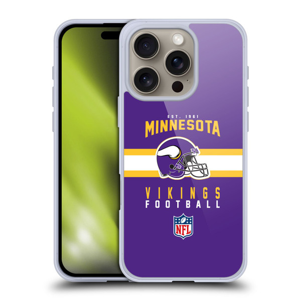 NFL Minnesota Vikings Graphics Helmet Typography Soft Gel Case for Apple iPhone 16 Pro