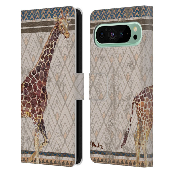 Paul Brent Animals Tribal Giraffe Leather Book Wallet Case Cover For Google Pixel 9 Pro XL