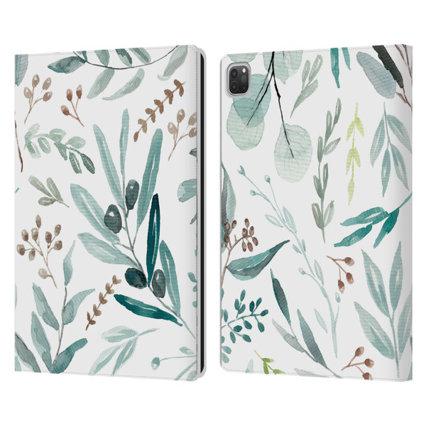 Anis Illustration Bloomers Eucalyptus Leather Book Wallet Case Cover For Apple iPad Pro 13 M4 2024