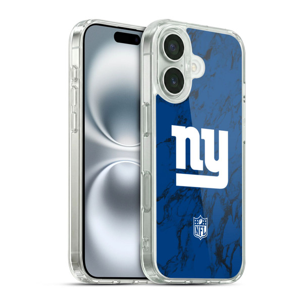 NFL New York Giants Graphics Coloured Marble Soft Gel Case for Apple iPhone 16 & MagSafe