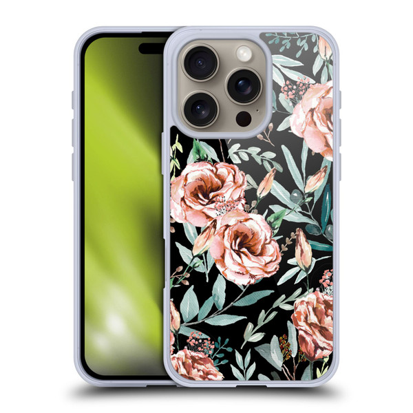 Anis Illustration Bloomers Black Soft Gel Case for Apple iPhone 16 Pro