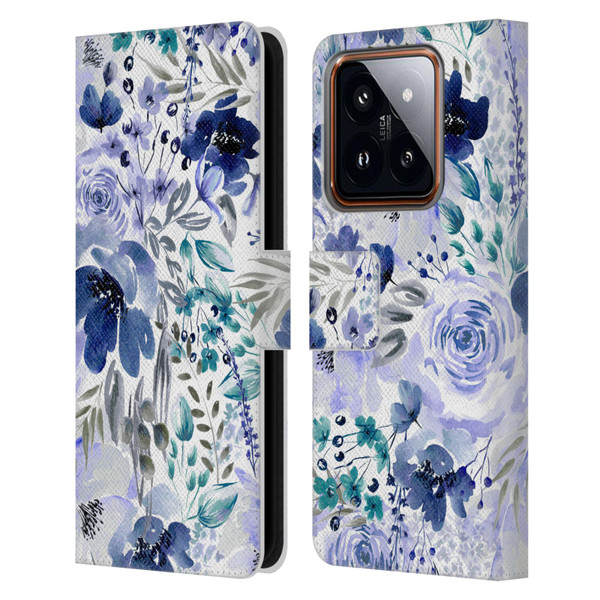 Anis Illustration Bloomers Indigo Leather Book Wallet Case Cover For Xiaomi 14