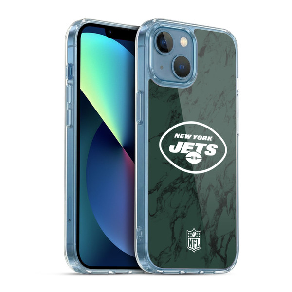 NFL New York Jets Graphics Coloured Marble Soft Gel Case for Apple iPhone 13 Mini & MagSafe