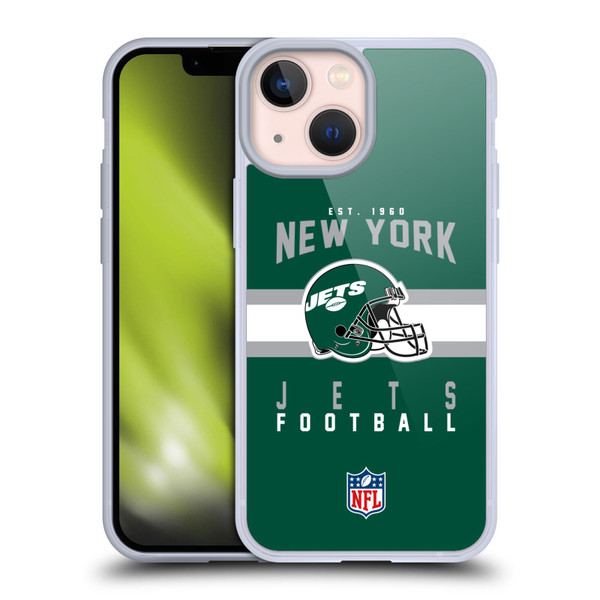 NFL New York Jets Graphics Helmet Typography Soft Gel Case for Apple iPhone 13 Mini