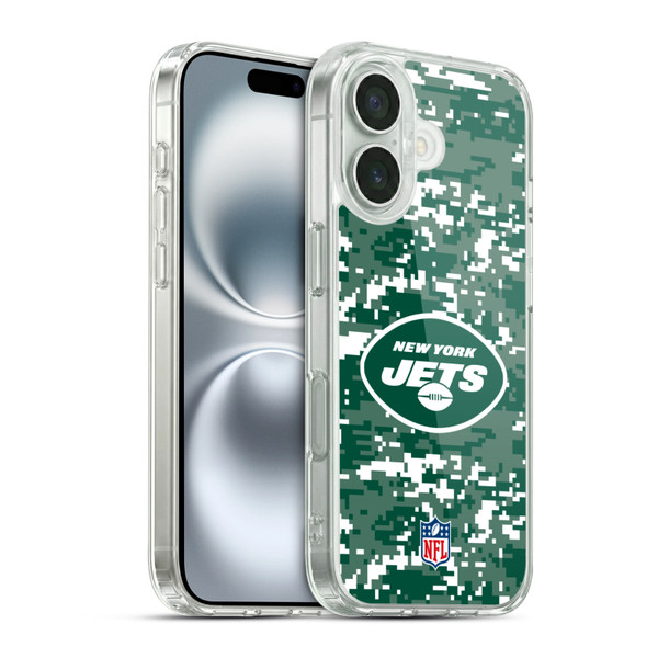 NFL New York Jets Graphics Digital Camouflage Soft Gel Case for Apple iPhone 16 & MagSafe