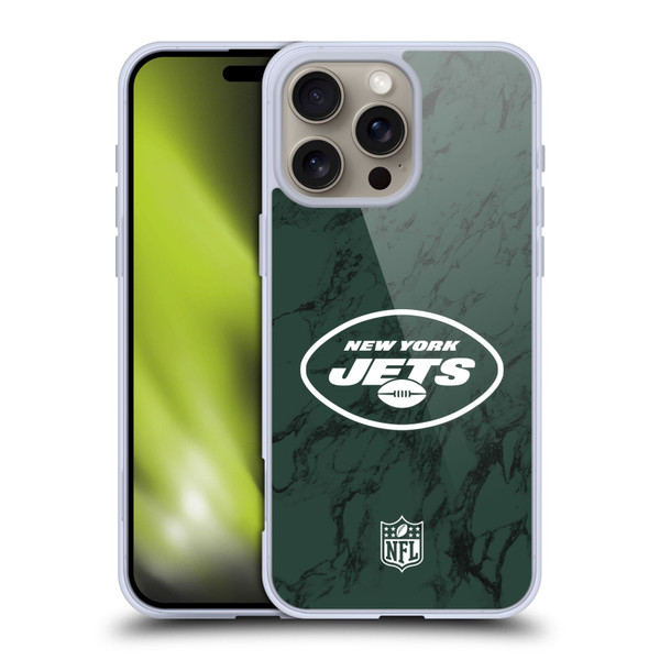 NFL New York Jets Graphics Coloured Marble Soft Gel Case for Apple iPhone 16 Pro Max