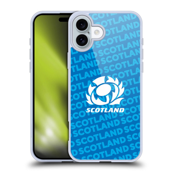 Scotland Rugby Graphics Logo Blue Soft Gel Case for Apple iPhone 16 Plus