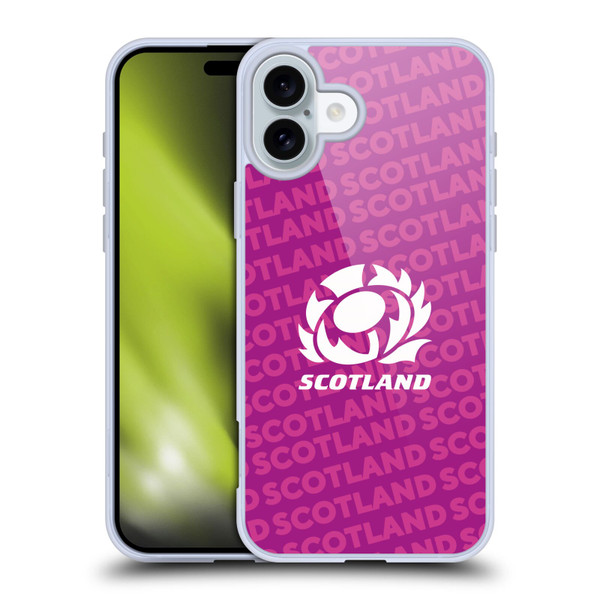 Scotland Rugby Graphics Logo Purple Soft Gel Case for Apple iPhone 16 Plus
