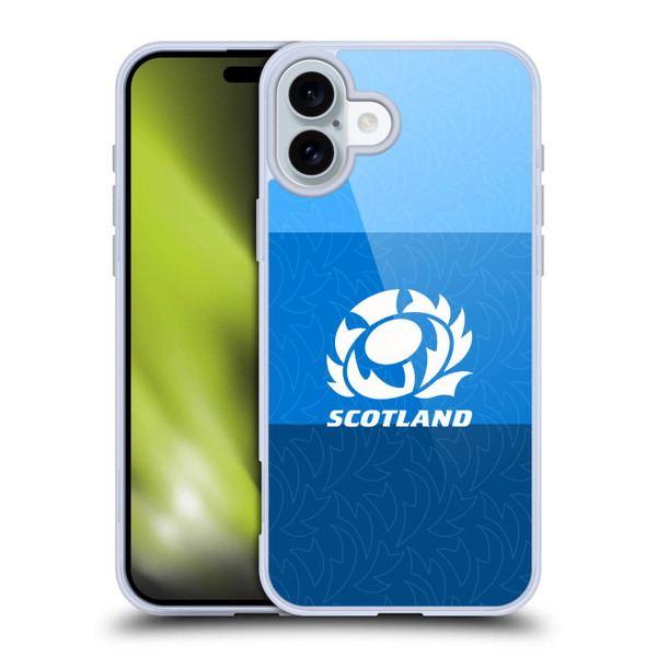 Scotland Rugby Graphics Stripes Pattern Soft Gel Case for Apple iPhone 16 Plus