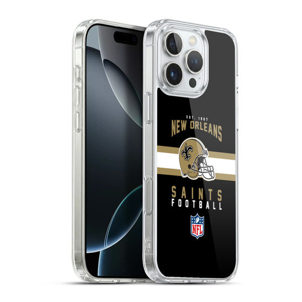 NFL New Orleans Saints Graphics Helmet Typography Soft Gel Case for Apple iPhone 16 Pro Max & MagSafe