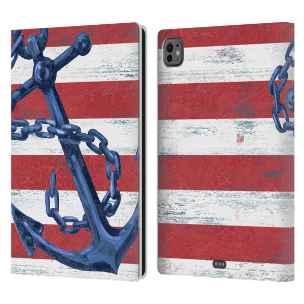 Paul Brent Nautical Westerly Anchor Leather Book Wallet Case Cover For Apple iPad Pro 11 M4 2024