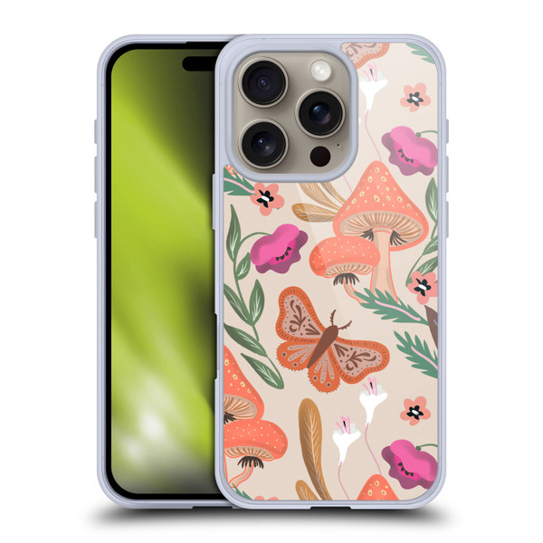 Anis Illustration Floral And Leaves Mushrooms Soft Gel Case for Apple iPhone 16 Pro