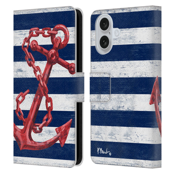 Paul Brent Nautical Westerly Anchor Red Leather Book Wallet Case Cover For Apple iPhone 16