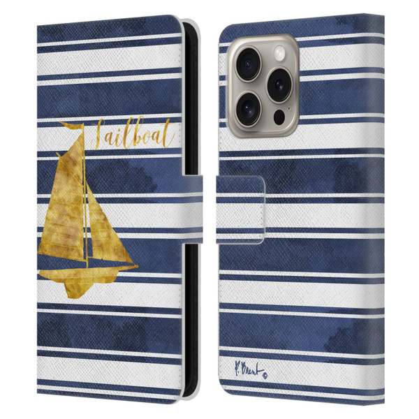 Paul Brent Nautical Sailboat Leather Book Wallet Case Cover For Apple iPhone 16 Pro
