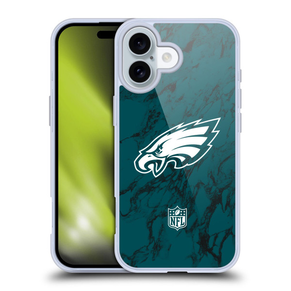 NFL Philadelphia Eagles Graphics Coloured Marble Soft Gel Case for Apple iPhone 16