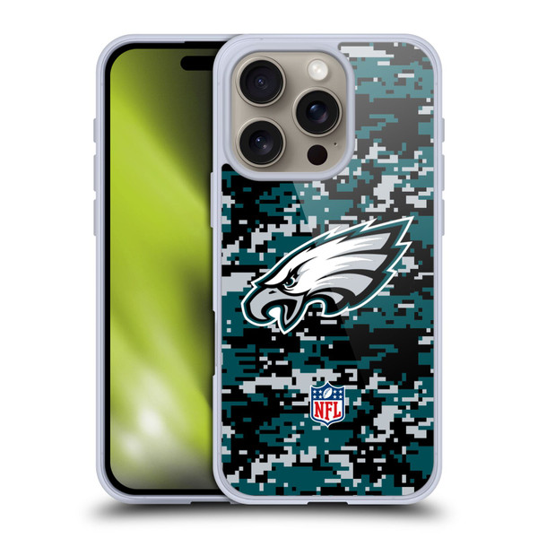 NFL Philadelphia Eagles Graphics Digital Camouflage Soft Gel Case for Apple iPhone 16 Pro