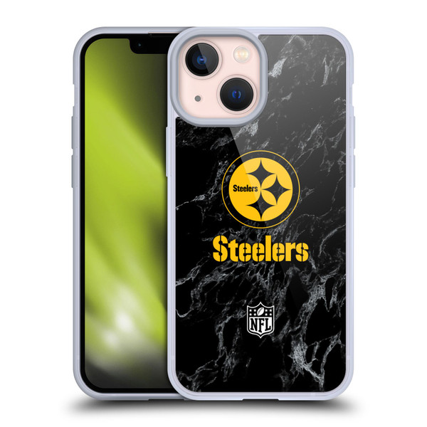 NFL Pittsburgh Steelers Graphics Coloured Marble Soft Gel Case for Apple iPhone 13 Mini
