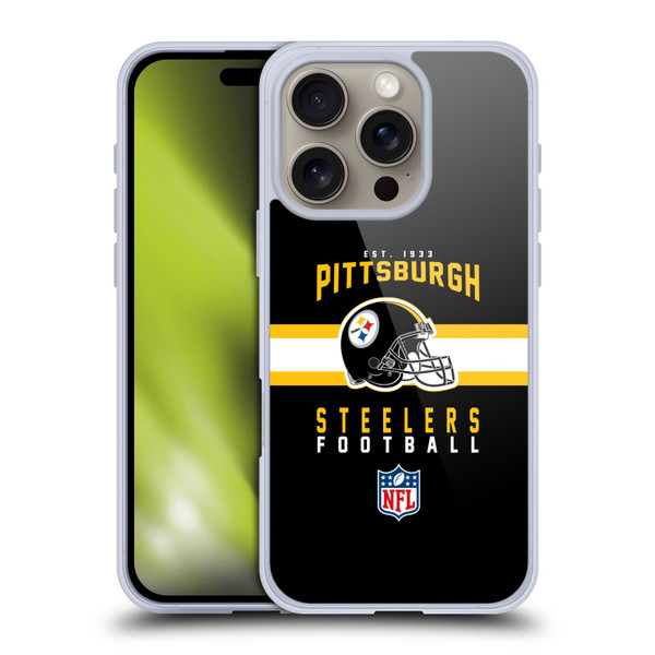 NFL Pittsburgh Steelers Graphics Helmet Typography Soft Gel Case for Apple iPhone 16 Pro