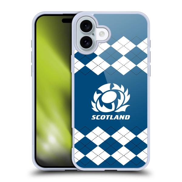 Scotland Rugby Logo 2 Argyle Soft Gel Case for Apple iPhone 16 Plus