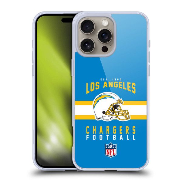 NFL Los Angeles Chargers Graphics Helmet Typography Soft Gel Case for Apple iPhone 16 Pro Max