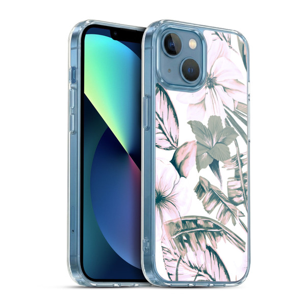 Anis Illustration Floral Pattern Pink Tropicals Soft Gel Case for Apple iPhone 13 Mini & MagSafe