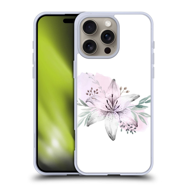 Anis Illustration Floral Pattern Lilium Flower Soft Gel Case for Apple iPhone 16 Pro Max