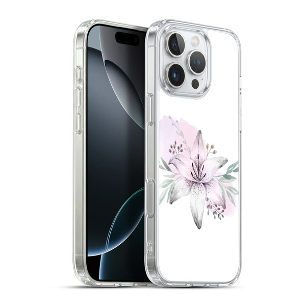 Anis Illustration Floral Pattern Lilium Flower Soft Gel Case for Apple iPhone 16 Pro Max & MagSafe