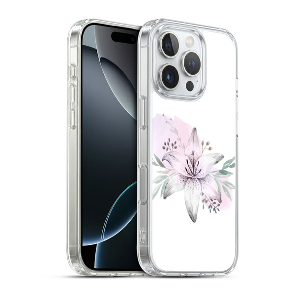 Anis Illustration Floral Pattern Lilium Flower Soft Gel Case for Apple iPhone 16 Pro & MagSafe