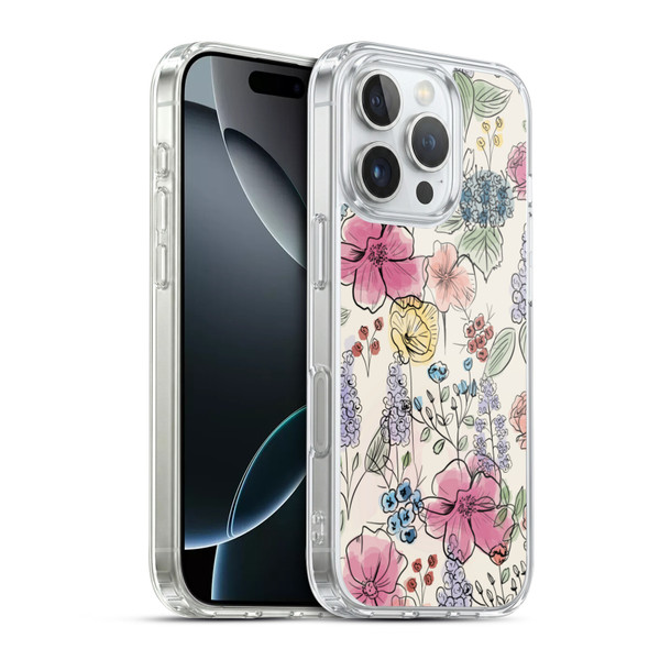 Anis Illustration Floral Pattern Wild Garden Soft Gel Case for Apple iPhone 16 Pro & MagSafe