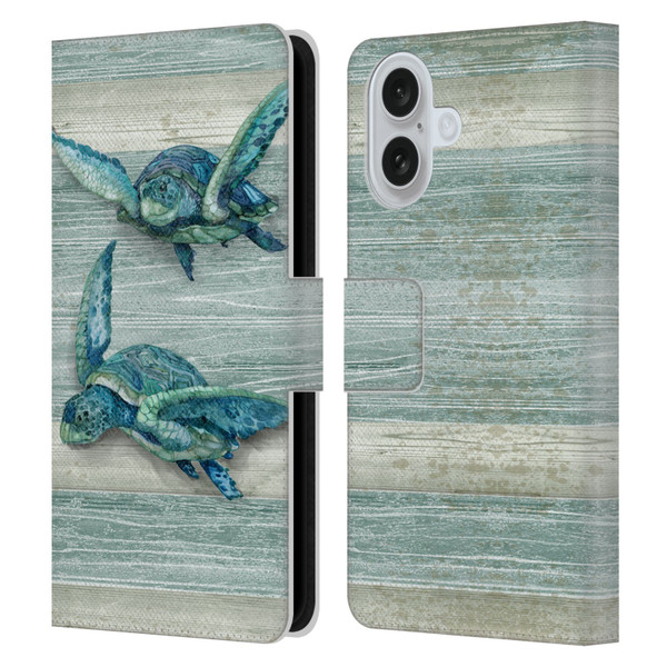 Paul Brent Sea Creatures Turtle Leather Book Wallet Case Cover For Apple iPhone 16