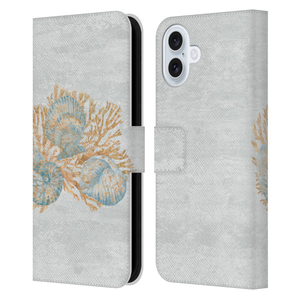 Paul Brent Sea Creatures Shells Leather Book Wallet Case Cover For Apple iPhone 16 Plus