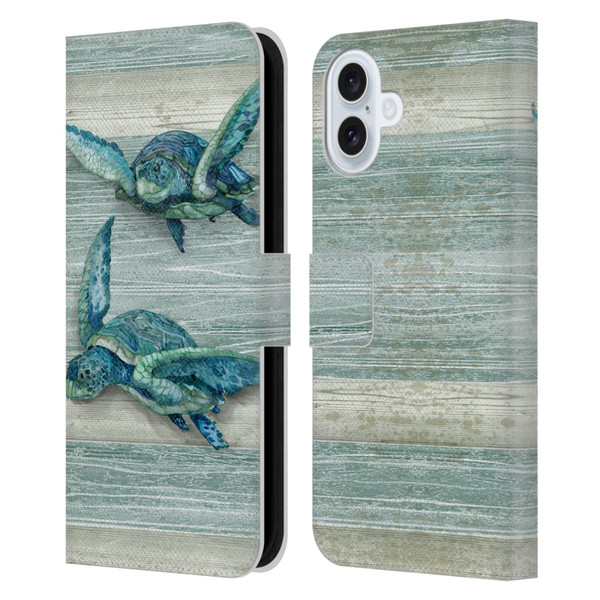 Paul Brent Sea Creatures Turtle Leather Book Wallet Case Cover For Apple iPhone 16 Plus