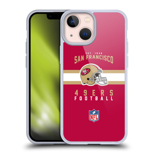 NFL San Francisco 49ers Graphics Helmet Typography Soft Gel Case for Apple iPhone 13 Mini