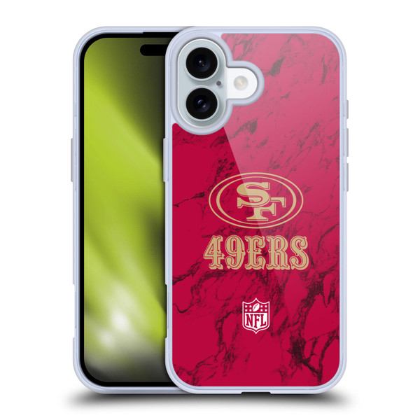 NFL San Francisco 49ers Graphics Coloured Marble Soft Gel Case for Apple iPhone 16