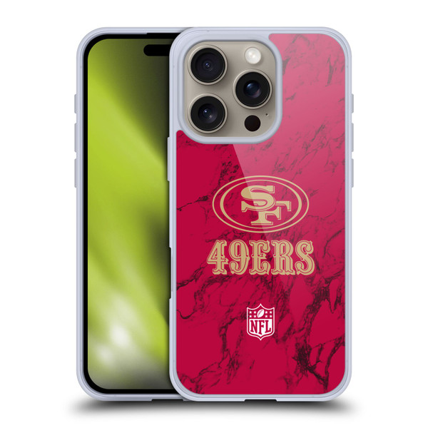 NFL San Francisco 49ers Graphics Coloured Marble Soft Gel Case for Apple iPhone 16 Pro