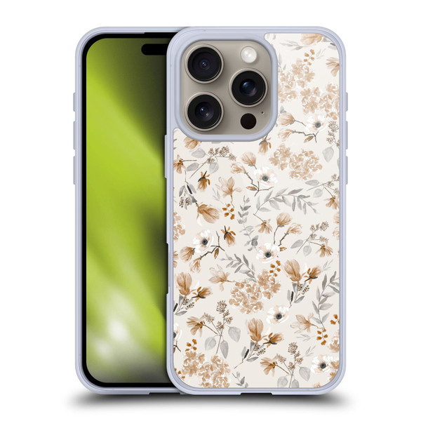Anis Illustration Mix Pattern Romantic Neutrals Soft Gel Case for Apple iPhone 16 Pro