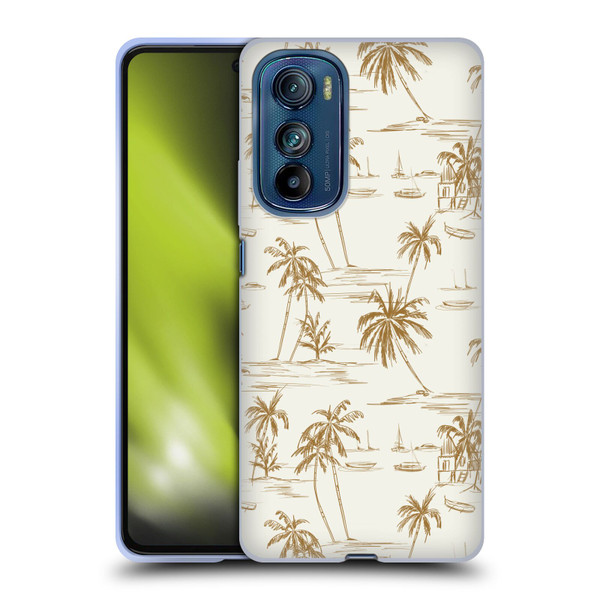 Anis Illustration Mix Pattern Beach Beige Gold Soft Gel Case for Motorola Edge 30