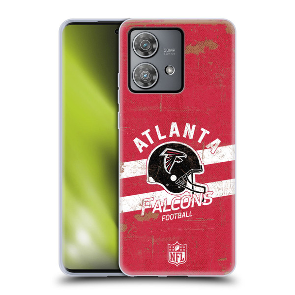 NFL Atlanta Falcons Logo Art Helmet Distressed Soft Gel Case for Motorola Edge 40 Neo 5G
