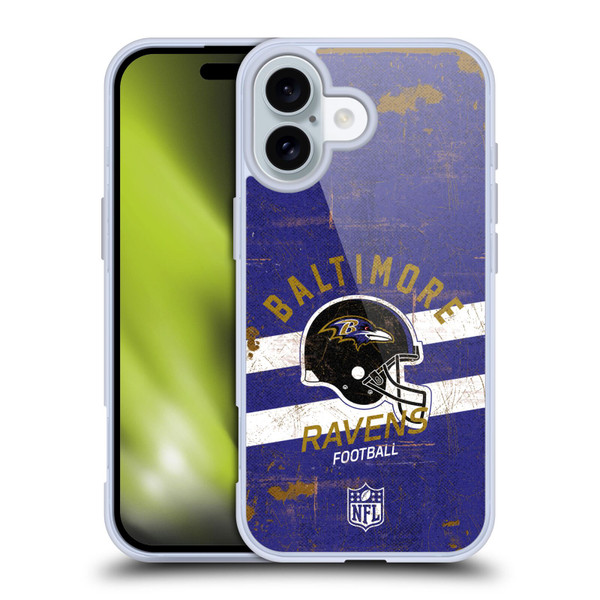 NFL Baltimore Ravens Logo Art Helmet Distressed Soft Gel Case for Apple iPhone 16