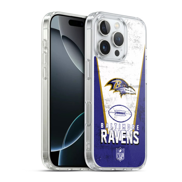 NFL Baltimore Ravens Logo Art Banner Soft Gel Case for Apple iPhone 16 Pro & MagSafe
