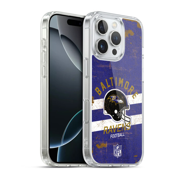 NFL Baltimore Ravens Logo Art Helmet Distressed Soft Gel Case for Apple iPhone 16 Pro & MagSafe